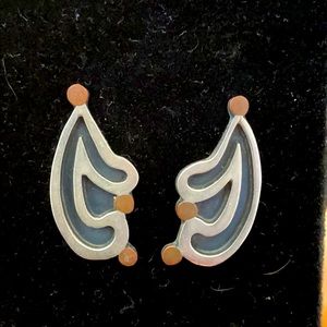 Southwestern style pierced sterling earrings